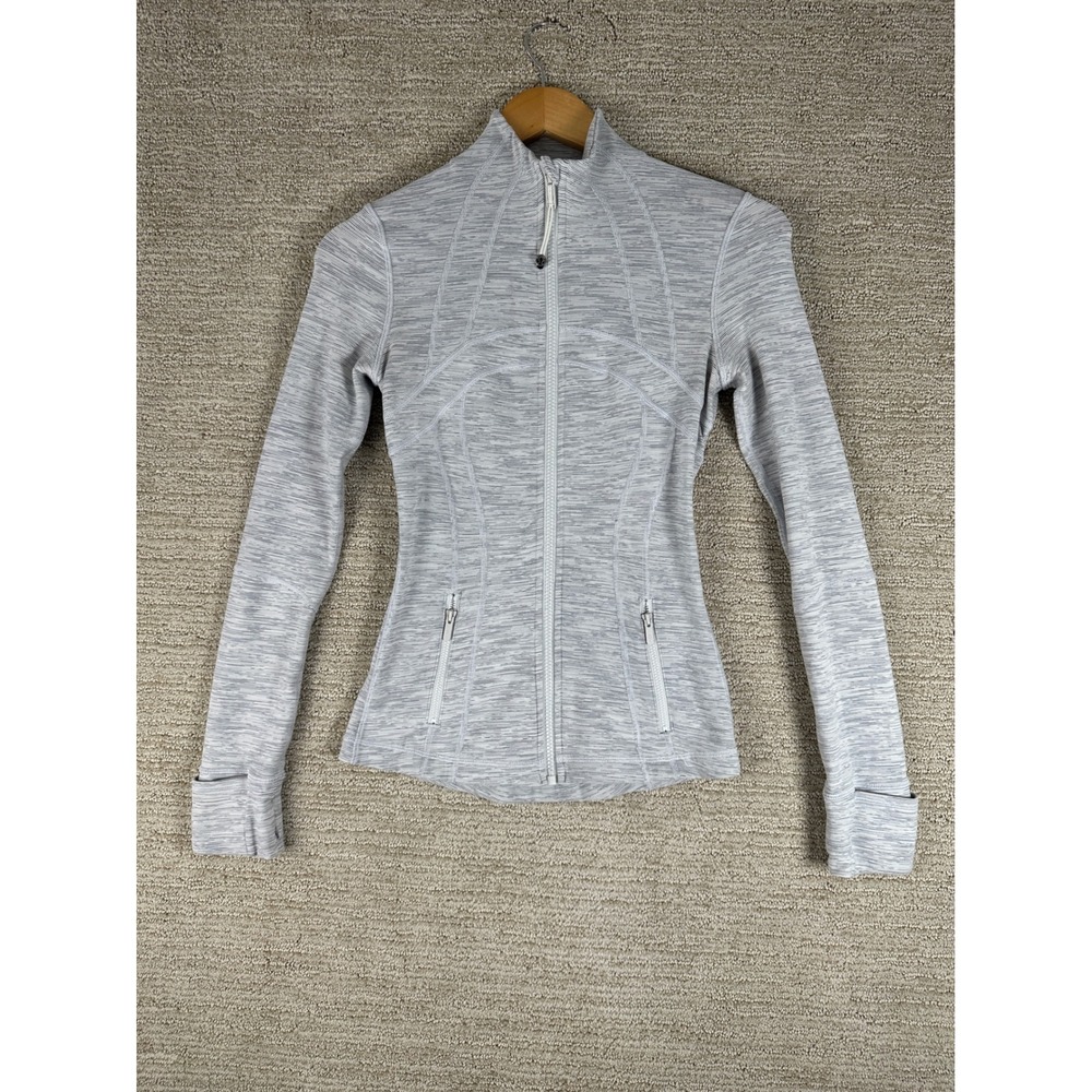 Lululemon Define Jacket Womens Grey Space Dye Heathered Full Zip Yoga Size 2